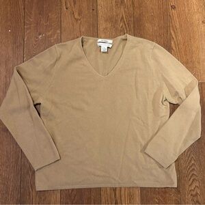 Pursuits, LTD. 100% Cashmere V-Neck Pullover Sweater Tan Quiet Luxury Size XL